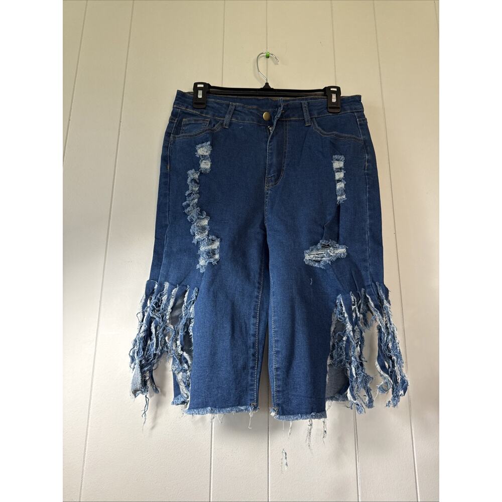 Womens Summer High Waist Shorts Jeans Denim Ripped Destroyed Casual Hot Lg GG